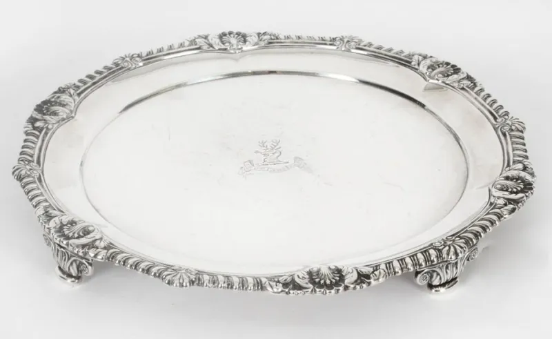 Pamono George III Sterling Silver Salver by Paul Storr, 1811> Serving Dishes