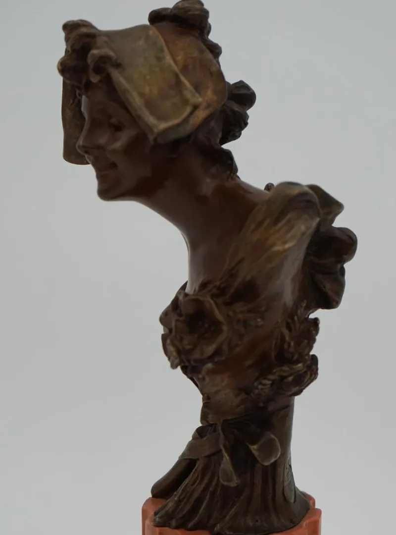 Pamono George van der Straeten, Bust of a Dutch Lady, Bronze> Sculpture