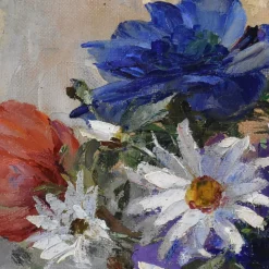 Pamono Georges Danset, Anemones and Daisies, Oil on Canvas, Early 20th Century><noscript><img width=