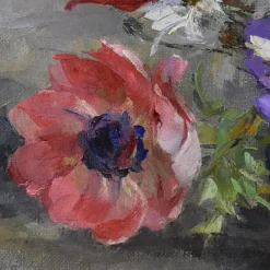 Pamono Georges Danset, Anemones and Daisies, Oil on Canvas, Early 20th Century><noscript><img width=