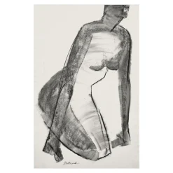 Pamono Georges (géo) De Vlamynck, Abstract Nude Woman, Charcoal Ink Chalk on Wet Paper> Minimalist