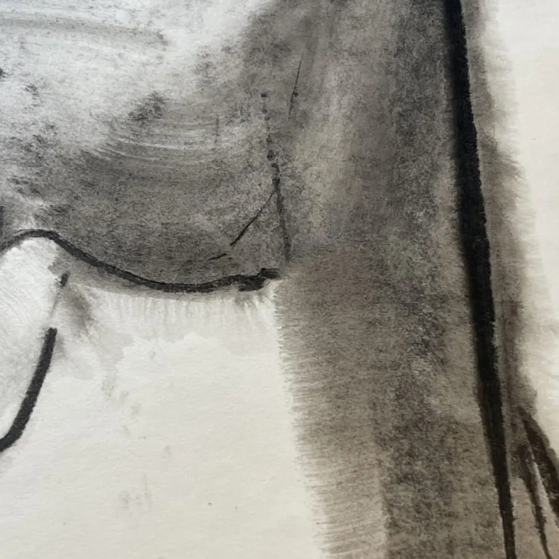 Pamono Georges (géo) De Vlamynck, Abstract Nude Woman, Charcoal Ink Chalk on Wet Paper> Minimalist