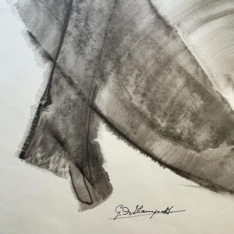 Pamono Georges (géo) De Vlamynck, Abstract Nude Woman, Charcoal Ink Chalk on Wet Paper> Minimalist
