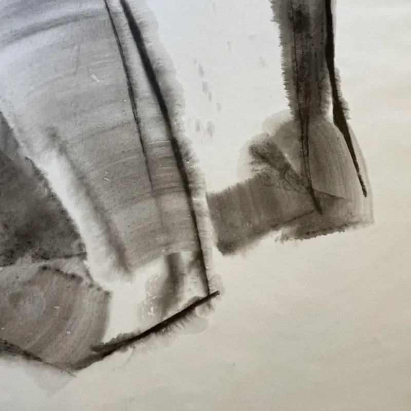 Pamono Georges (géo) De Vlamynck, Abstract Nude Woman, Charcoal Ink Chalk on Wet Paper> Minimalist