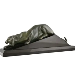 Best Pamono Georges Lavroff, Art Deco Panther Sculpture, 1935, Bronze on Marble Base