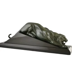 Best Pamono Georges Lavroff, Art Deco Panther Sculpture, 1935, Bronze on Marble Base