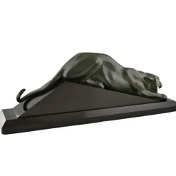 Best Pamono Georges Lavroff, Art Deco Panther Sculpture, 1935, Bronze on Marble Base