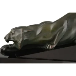 Best Pamono Georges Lavroff, Art Deco Panther Sculpture, 1935, Bronze on Marble Base