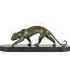 Pamono Georges Lavroff, Art Deco Panther Sculpture, 1945, Bronze & Marble> Art Deco