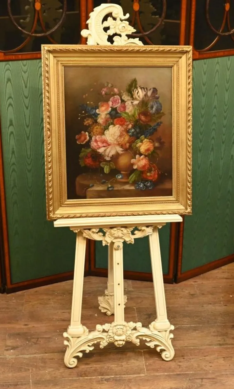 Pamono Georgian Artist, Still Life with Flowers, Oil Painting, Framed> Classical