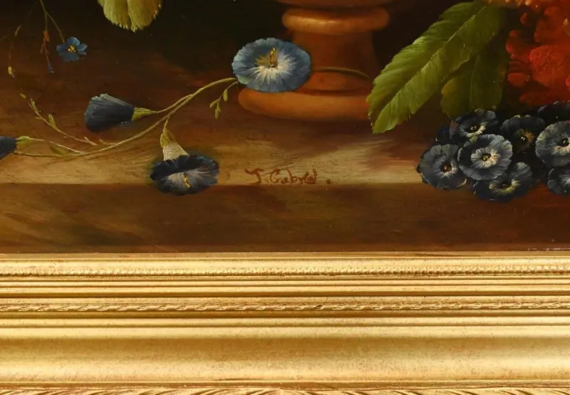 Pamono Georgian Artist, Still Life with Flowers, Oil Painting, Framed> Classical