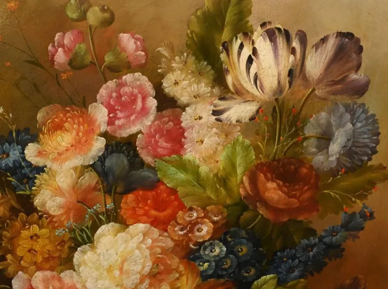 Pamono Georgian Artist, Still Life with Flowers, Oil Painting, Framed> Classical