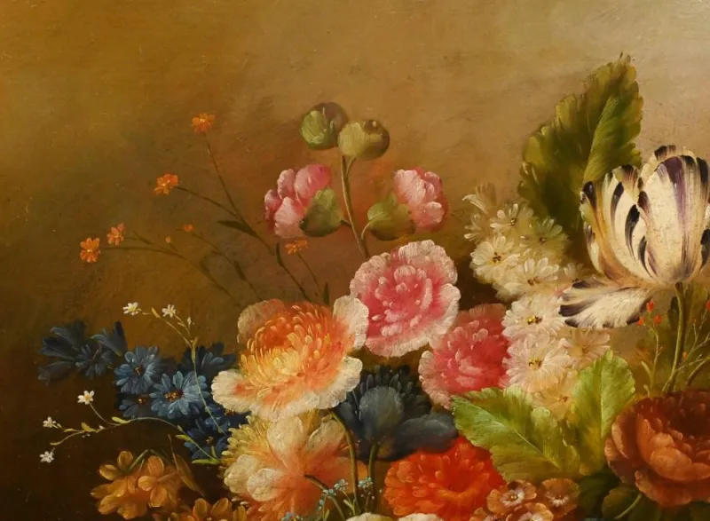 Pamono Georgian Artist, Still Life with Flowers, Oil Painting, Framed> Classical