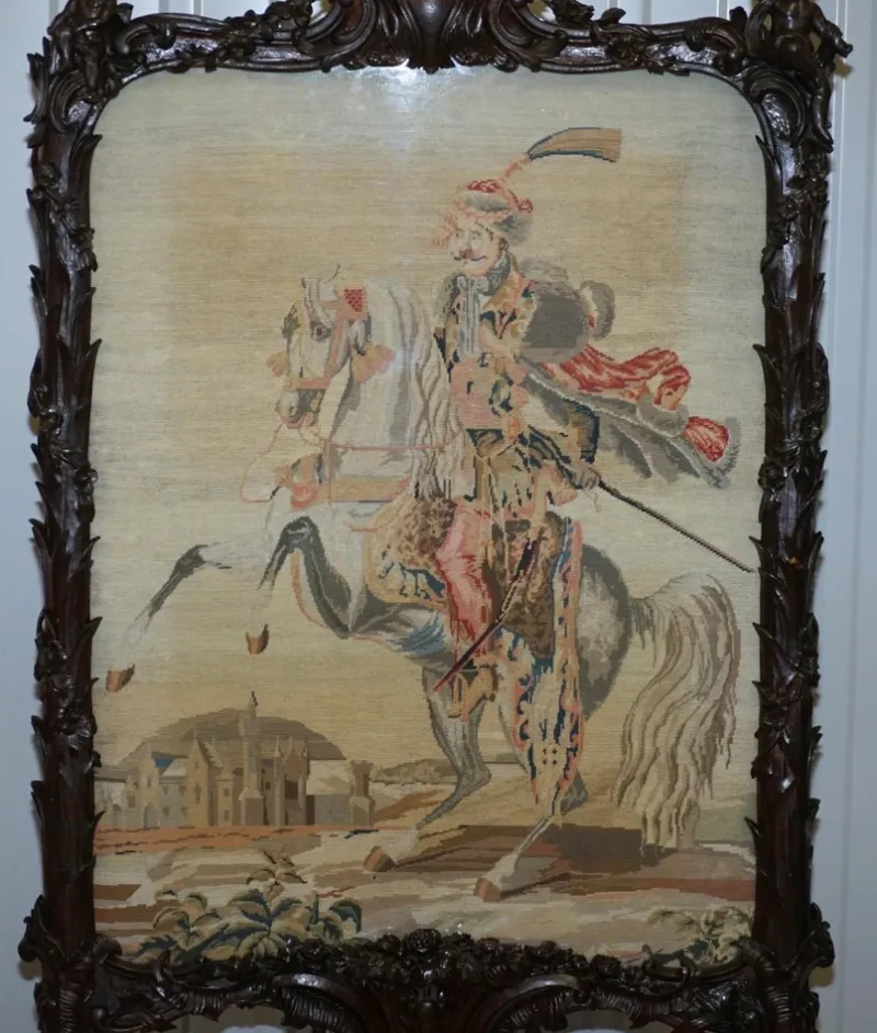 New Pamono Georgian Carved Wood Fireplace Screen, 1800s