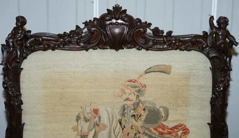 New Pamono Georgian Carved Wood Fireplace Screen, 1800s