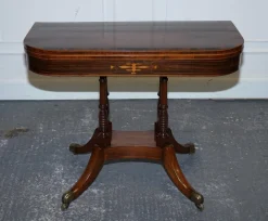 Pamono Georgian Folding Games Table with Brass Castors><noscript><img width=