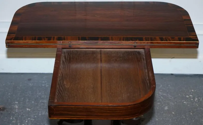 Pamono Georgian Folding Games Table with Brass Castors> Game Tables