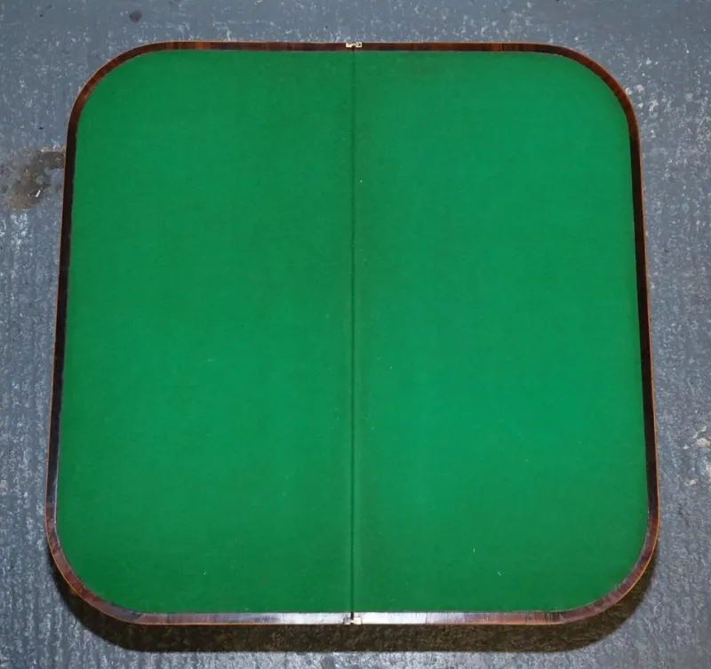 Pamono Georgian Folding Games Table with Brass Castors> Game Tables