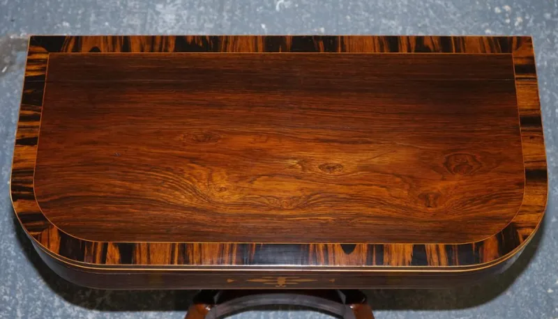 Pamono Georgian Folding Games Table with Brass Castors> Game Tables