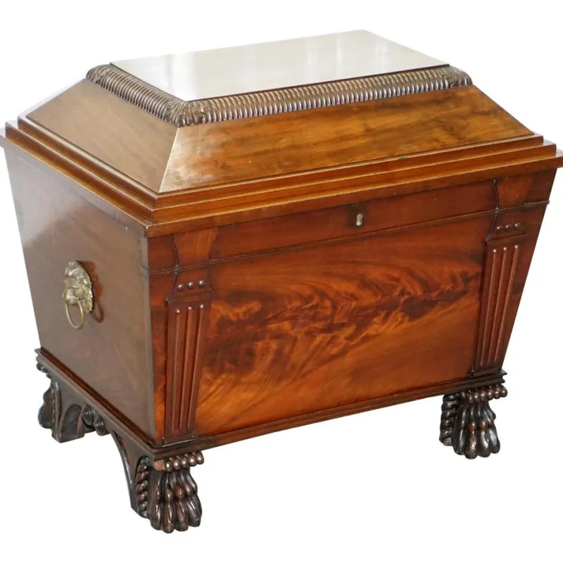 Pamono Georgian Irish Hardwood Sir Anderson Army General Wine Cooler Cellarette, 1810> Ice Buckets & Wine Coolers
