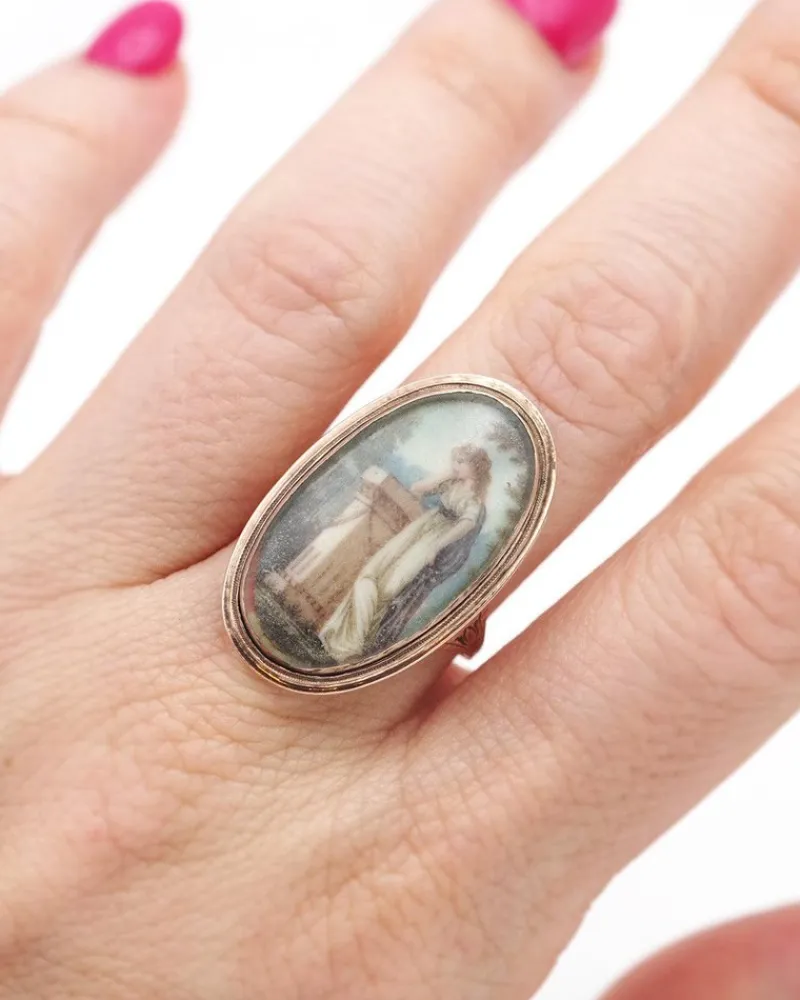 Hot Pamono Georgian Miniature Mourning Ring