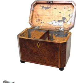 Discount Pamono Georgian Octagonal Yew Wood Tea Caddy, 1800s
