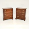 Pamono Georgian Style Burr Walnut Side Chests, 1950, Set of 2> Dressers, Commodes & Chests