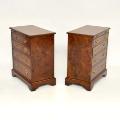 Pamono Georgian Style Burr Walnut Side Chests, 1950, Set of 2><noscript><img width=