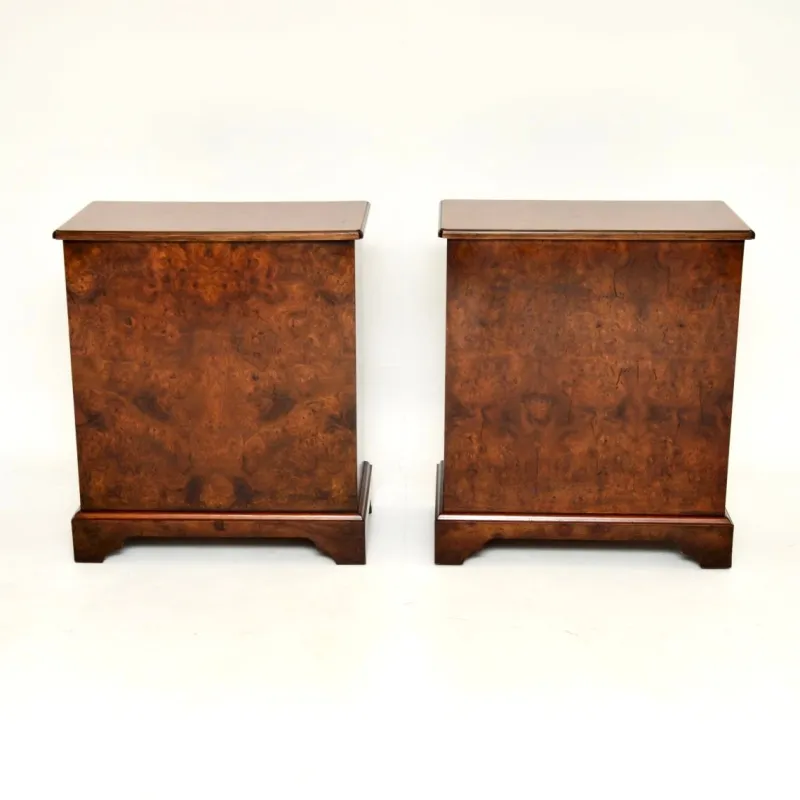 Pamono Georgian Style Burr Walnut Side Chests, 1950, Set of 2> Dressers, Commodes & Chests