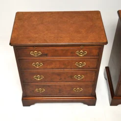 Pamono Georgian Style Burr Walnut Side Chests, 1950, Set of 2><noscript><img width=