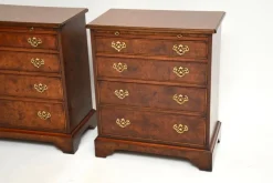 Pamono Georgian Style Burr Walnut Side Chests, 1950, Set of 2><noscript><img width=