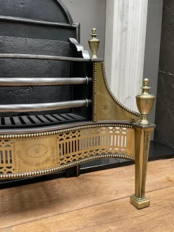 Hot Pamono Georgian Style English Brass and Steel Fire Grate