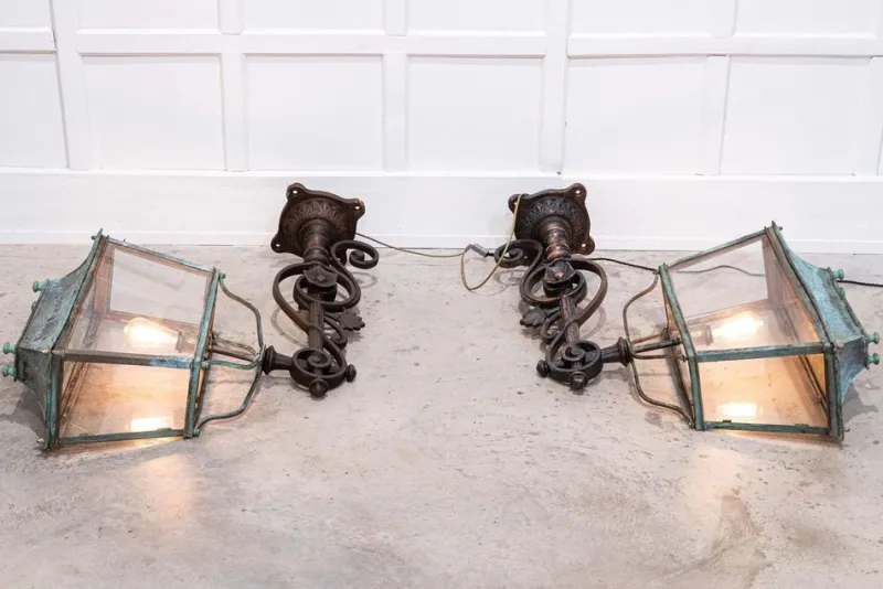Pamono Georgian Verdigris Lanterns, 1800, Set of 2