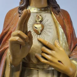 Pamono Gerard Linssen, Large Jesus Christ Sacred Heart Statues, 1890s-1910s, Plaster, Set of 2><noscript><img width=