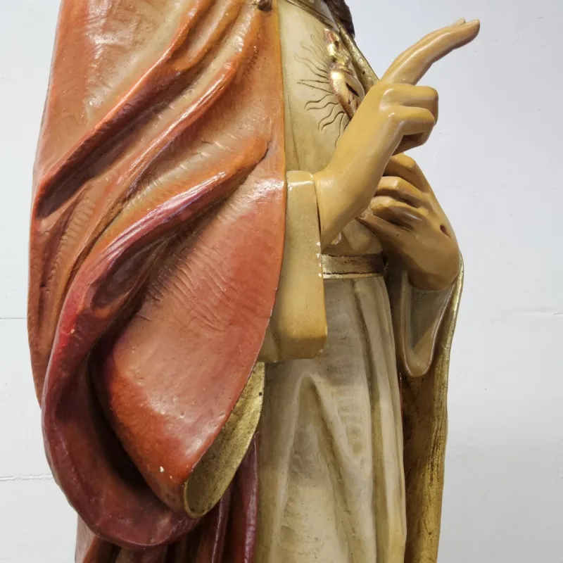 Pamono Gerard Linssen, Large Jesus Christ Sacred Heart Statues, 1890s-1910s, Plaster, Set of 2> Classical|Sculpture
