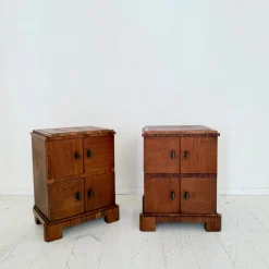 Pamono German Art Deco Night Cabinets in Walnut and Oak with Storage, 1920s, Set of 2> Nightstands