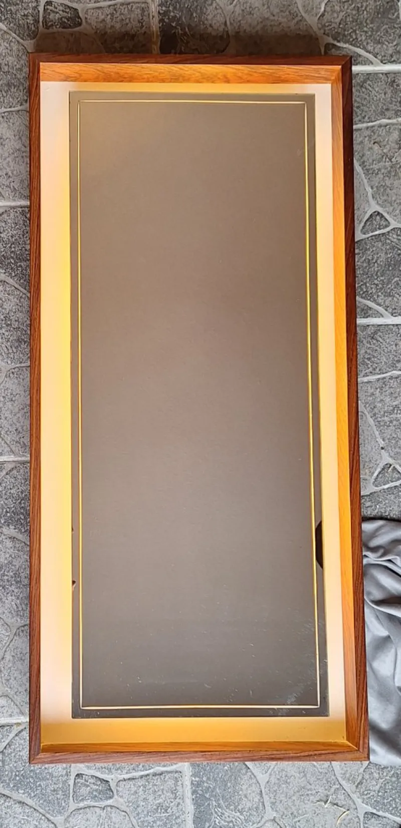 Pamono German Backlit Wall Mirror with Teak Frame from Hillebrand Leuchten, 1970s> Mirrors