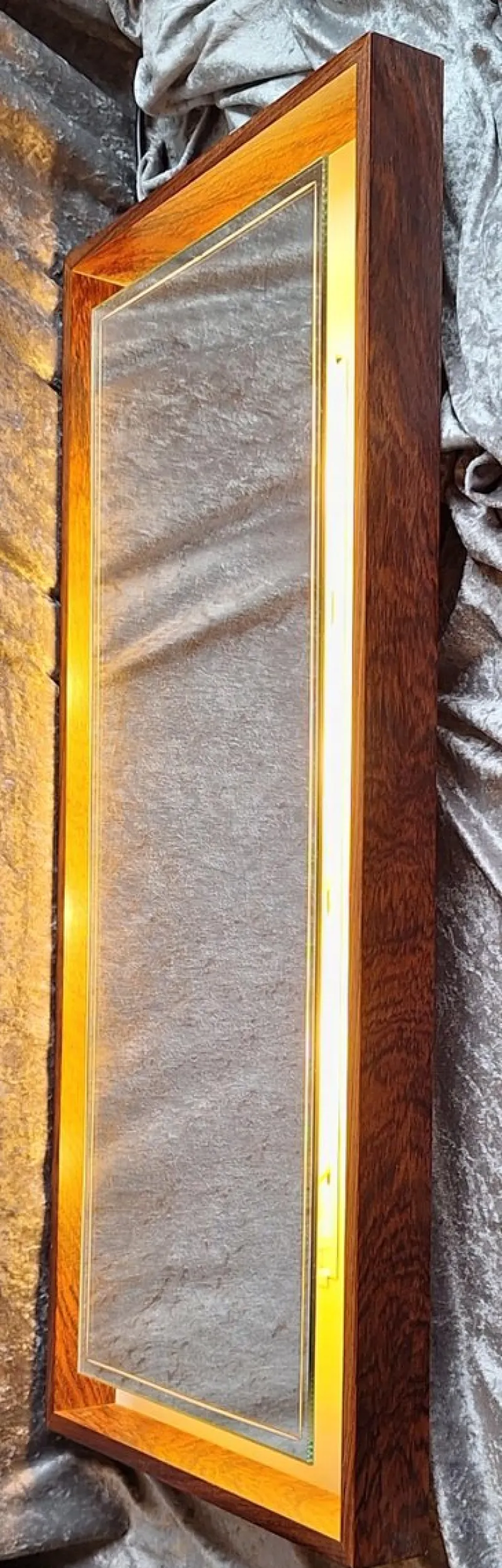 Pamono German Backlit Wall Mirror with Teak Frame from Hillebrand Leuchten, 1970s> Mirrors