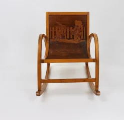Pamono German Bauhaus Children's Rocking Chair in Bentwood, 1950s><noscript><img width=