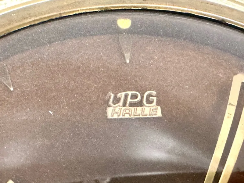 Pamono German Brass Wind Up Wall Clock with Rope Hanger by UPG Halle, 1960s> Clocks