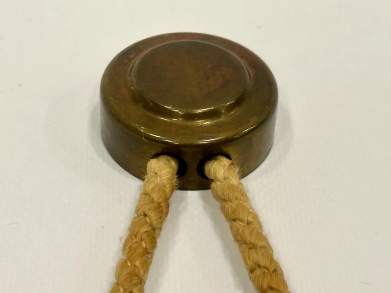 Pamono German Brass Wind Up Wall Clock with Rope Hanger by UPG Halle, 1960s> Clocks