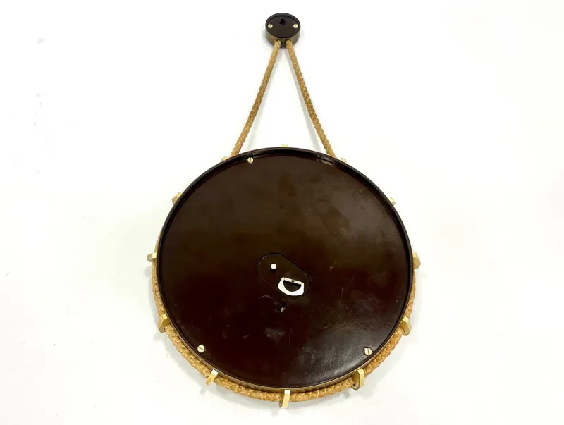 Pamono German Brass Wind Up Wall Clock with Rope Hanger by UPG Halle, 1960s> Clocks