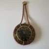 New Pamono German Brass Zodiac Signs Wind Up Wall Clock with Rope Hanger by Atlanta, 1960s