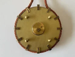 New Pamono German Brass Zodiac Signs Wind Up Wall Clock with Rope Hanger by Atlanta, 1960s