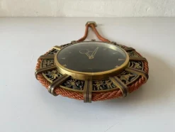 New Pamono German Brass Zodiac Signs Wind Up Wall Clock with Rope Hanger by Atlanta, 1960s