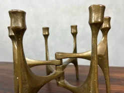 Pamono German Brutalist Candleholder in Bronze by Michael Harjes, 1960><noscript><img width=