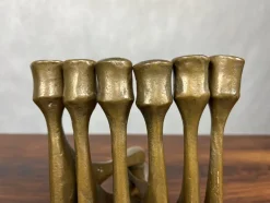 Pamono German Brutalist Candleholder in Bronze by Michael Harjes, 1960><noscript><img width=