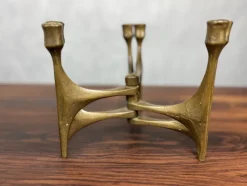 Pamono German Brutalist Candleholder in Bronze by Michael Harjes, 1960><noscript><img width=