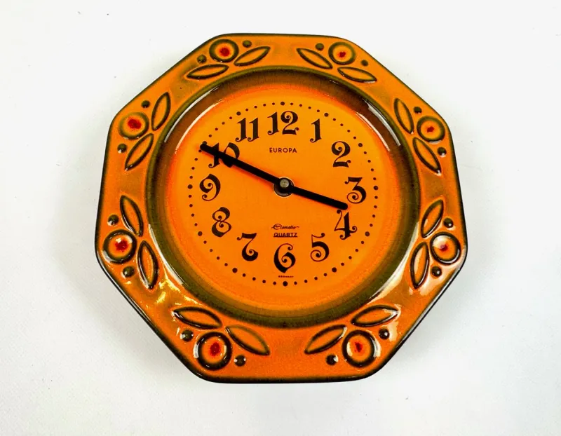 New Pamono German Ceramic Kitchen Wall Clock from Elomatic, Europa, 1960s
