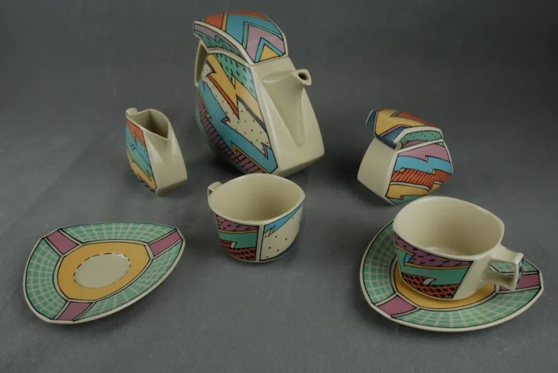Pamono German Flash Tea Set by Dorothy Hafner for Rosenthal, 1980s, Set of 7> Coffee & Tea Service